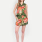 Women’s green floral Sito jacket CB set with sleeveless jacket and matching shorts