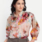 Women’s multicolor floral Latvia top with shirt style, relaxed fit and elegant stylish design