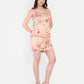 Women’s peach floral Suzi top CB set with sleeveless top and matching shorts