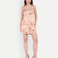 Women’s peach floral Suzi top CB set with sleeveless top and matching shorts