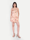 Women’s peach floral Suzi top CB set with sleeveless top and matching shorts