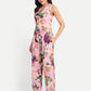 Women’s pink floral Neno top CB set with sleeveless top and matching wide-leg pants