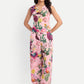 Women’s pink floral Neno top CB set with sleeveless top and matching wide-leg pants