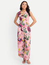Women’s pink floral Neno top CB set with sleeveless top and matching wide-leg pants