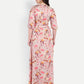 Women’s pink floral Vincy dress with flowy maxi fit, soft silhouette and elegant stylish design