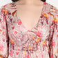 Women’s pink floral Vincy dress with flowy maxi fit, soft silhouette and elegant stylish design