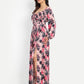 Women’s pink floral Zoe dress with long sleeves, flowy maxi fit and elegant stylish design