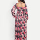 Women’s pink floral Zoe dress with long sleeves, flowy maxi fit and elegant stylish design