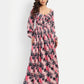 Women’s pink floral Zoe dress with long sleeves, flowy maxi fit and elegant stylish design