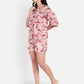 Women’s pink printed Charlotte top CB with shirt style, relaxed fit and stylish everyday design