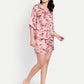 Women’s pink printed Charlotte top CB with shirt style, relaxed fit and stylish everyday design