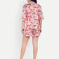 Women’s pink printed Charlotte top CB with shirt style, relaxed fit and stylish everyday design