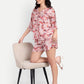 Women’s pink printed Charlotte top CB with shirt style, relaxed fit and stylish everyday design