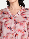 Women’s pink printed Charlotte top with shirt style, relaxed fit and stylish everyday design