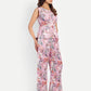 Women’s pink printed Isla jacket CB set with sleeveless jacket and matching straight-fit pants