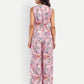 Women’s pink printed Isla jacket CB set with sleeveless jacket and matching straight-fit pants