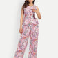 Women’s pink printed Isla jacket CB set with sleeveless jacket and matching straight-fit pants