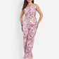 Women’s pink printed Isla jacket CB set with sleeveless jacket and matching straight-fit pants