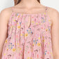 Women’s pink printed Lelo top CB set with sleeveless layered top and matching pants