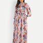 Women’s floral Pouline dress with long sleeves, flowy maxi fit and elegant stylish design