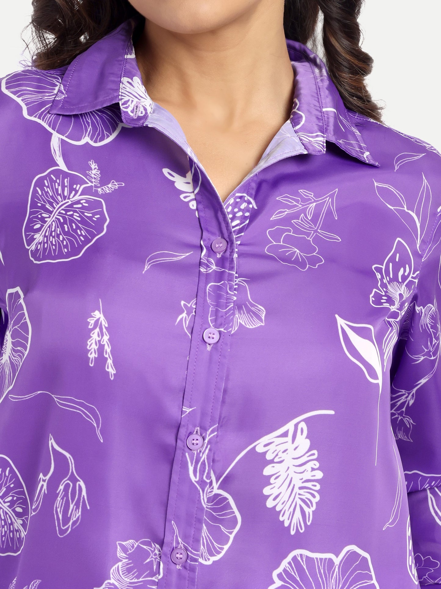 Women’s purple printed Jaila shirt with long sleeves and relaxed stylish fit