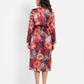 Women’s red floral Fortu dress with wrap style, flowy midi fit and elegant stylish design