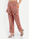Women’s Red Printed Kedia Pants – Stylish Straight Fit | Trendland
