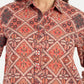 Women’s red printed Kedia shirt CB set with long sleeve shirt and matching pants