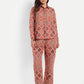 Women’s red printed Kedia shirt CB set with long sleeve shirt and matching pants