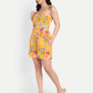 Women’s yellow floral Leo top CB with sleeveless design, relaxed fit and stylish summer look