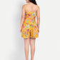 Women’s yellow floral Leo top CB with sleeveless design, relaxed fit and stylish summer look