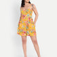 Women’s yellow floral Leo top CB with sleeveless design, relaxed fit and stylish summer look