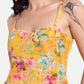 Women’s yellow floral Leo top with sleeveless design, relaxed fit and stylish summer look
